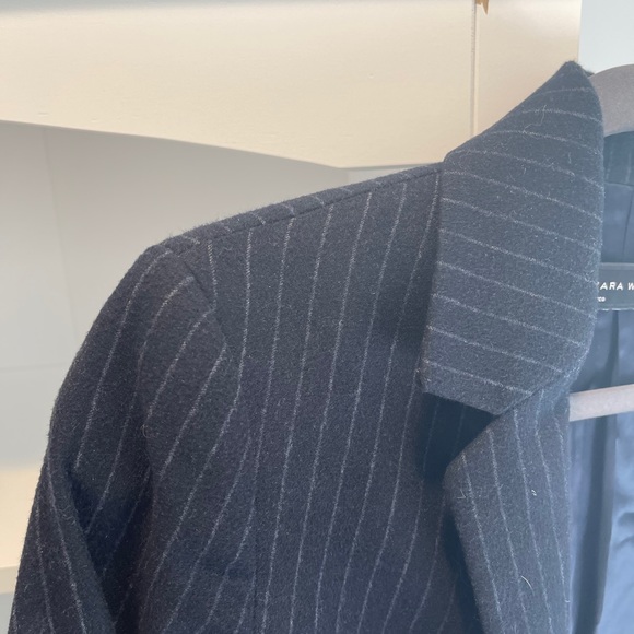 Zara woman blue wool stripe blazer - Picture 4 of 11